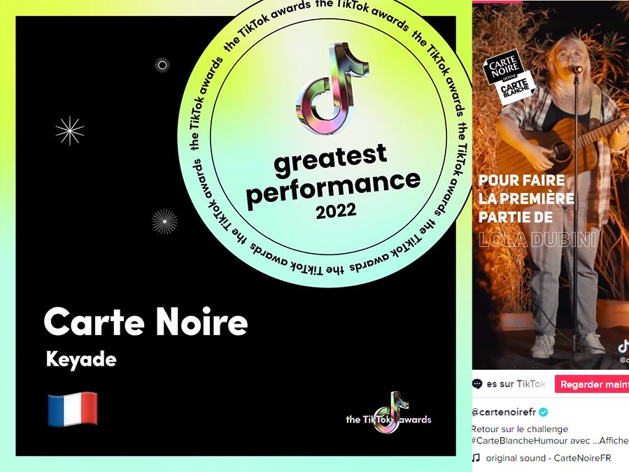 Keyade, Greatest Performance aux TikTok Awards 2022, avec Carte Noire