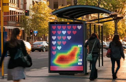 Publicité sur un abribus avec la technologie eye tracking