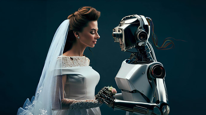 Une femme se marie avec un robot