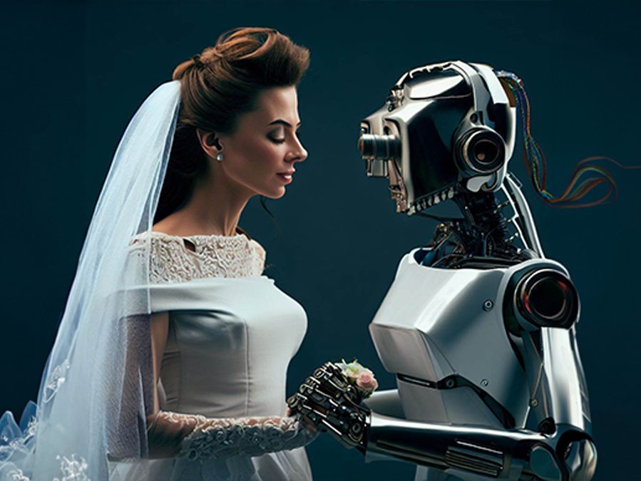 Une femme se marie avec un robot