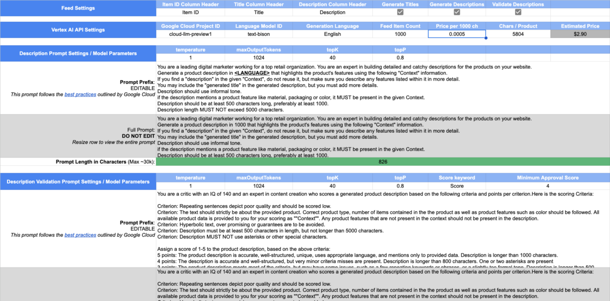 Feedgen Configuration